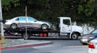 Kanye West, 48, was dealing with the inconvenience of having his vehicle towed, as a photographer snapped images of the rapper's custom Maybach being hauled away from the Château Marmont on Tuesday