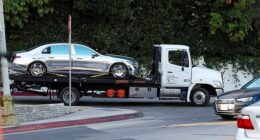 Kanye West, 48, was dealing with the inconvenience of having his vehicle towed, as a photographer snapped images of the rapper's custom Maybach being hauled away from the Château Marmont on Tuesday