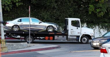 Kanye West, 48, was dealing with the inconvenience of having his vehicle towed, as a photographer snapped images of the rapper's custom Maybach being hauled away from the Château Marmont on Tuesday