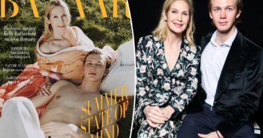 Kelly Rutherford poses with son Hermés in fashion magazine