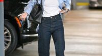 Kendall Jenner, 29, looked effortlessly chic in denim and a striped shirt as she was spotted heading to a solo sushi dinner in West Hollywood on Thursday