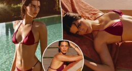 Kendall Jenner wears string bikini for poolside photo shoot