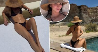 Kendall Jenner wears tiny black bikini on desert getaway