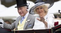 King Charles and Queen Camilla are pictured arriving on day five of Royal Ascot on Saturday