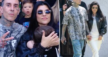 Kourtney Kardashian, Travis Barker bring son Rocky to WWE event