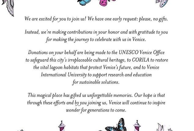 According to ABC News, this documents is part of the wedding invitation sent out by Jeff Bezos and Lauren Sanchez
