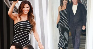 Lauren Sánchez glimmers in striped gown for pre-wedding dinner with Jeff Bezos