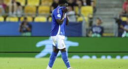 Italy U21 star Wilfried Gnonto left the field in tears after being sent off on Sunday evening