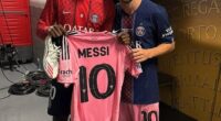 Ousmane Dembele (left) and Lionel Messi (right) swapped shirts after PSG beat Inter Miami 4-0