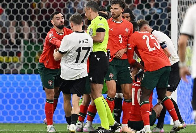Florian Wirtz was involved in a heated battle with Bruno Fernandes while on international duty