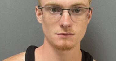 Joseph R. Checklick Jr. (pictured) drove his SUV through a dispersing crowd in a parking lot, which led to him 'striking at least one person with his vehicle,' police said in a statement