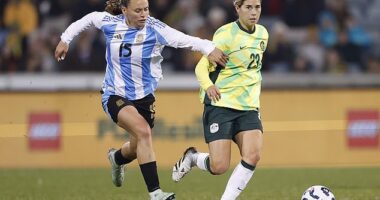 A fan recorded a mother complaining because midfielder Kyra Cooney-Cross (pictured) was talking on the phone instead of interacting with her children as she got on the team bus