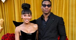 Meagan Good & Jonathan Majors Turn Heads With Steamy Red Carpet PDA Session