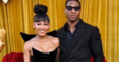 Meagan Good & Jonathan Majors Turn Heads With Steamy Red Carpet PDA Session