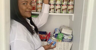 British prepper Melanie Williams, a wellness advocate and mother-of-six from the UK, has been steadily stockpiling food so she can be self-sufficient should supply issues and power cuts strike. Pictured