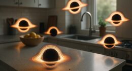 Scientists say that thousands of tiny black holes are passing through your home every year, and you would never even notice they are there (AI impression)