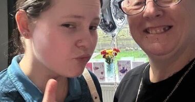 Justine Ryan, from Atherton, Greater Manchester, had been so excited when her daughter, Mellodie-Ocean Jarman (pictured together), announced she was having a baby