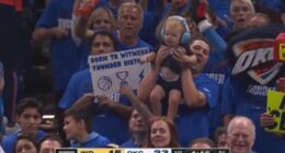 A young Oklahoma City Thunder fan distracted Pascal Siakam from making a free throw