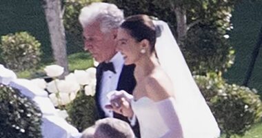 Hailee Steinfeld was all smiles as she wed quarterback fiancé Josh Allen Saturday