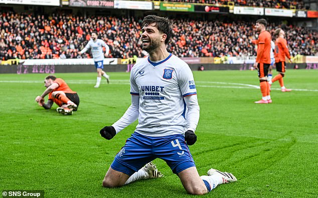 Robin Propper celebrates after scoring against Dundee United earlier this year - a rare highlight