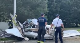 One person has died and another has been rushed to the hospital with 'serious injuries' after a small plane crashed on a residential street in Beverly, close to Boston, Massachusetts