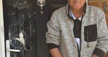 Lorrimer Christians (pictured), 80, from Southampton, was getting ready for bed when drugs squad officers smashed through his front door with a battering ram