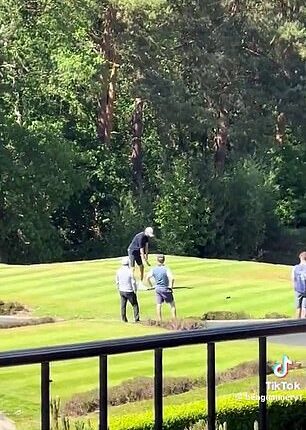 Peter Crouch was filmed shanking his tee shot