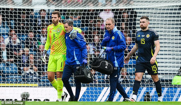Angus Gunn was injured early in the first half and was replaced by young Cieran Slicker