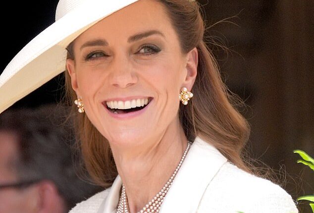 Princess of Wales is radiant in a white Self Portrait dress as she arrives at St George's Chapel for the Order of the Garter ceremony