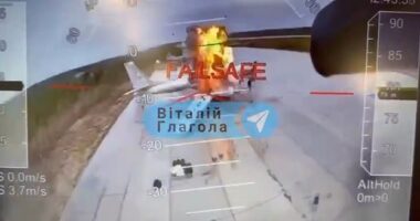 Two major Russian airfields for Vladimir Putin 's nuclear strike warplanes - one in the Arctic, the other in Siberia - were reported ablaze today following 'explosions'