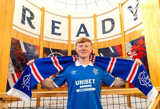 Lyall Cameron is unveiled at Ibrox on Tuesday after he had signed a pre-contract agreement