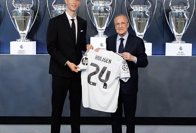 Real Madrid have unveiled £50m defender Dean Huijsen who they signed from Bournemouth