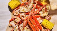 The Mariner's Boil features Maine lobster tail, shrimp, snow crab legs, corn and red potatoes