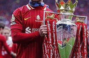 Mac Allister pictured celebrates winning the Premier League title back in May
