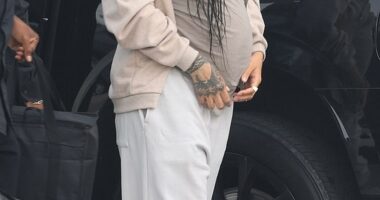 Rihanna put comfort first as she landed at LAX Airport on Tuesday.