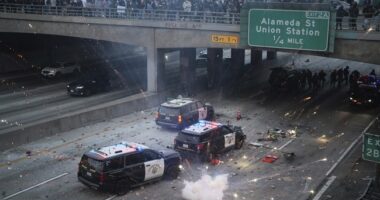 Rioters Attack Police Trapped Under Overpass, While Newsom Challenges Trump, Homan to Arrest Him – RedState