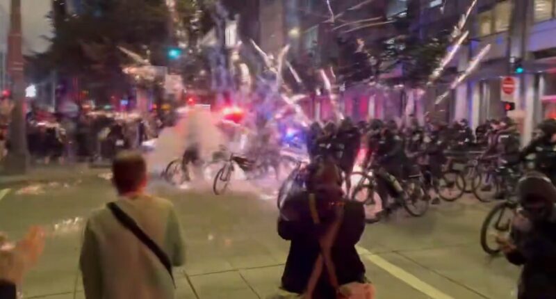 Rioters Attack Seattle Police with Rocks, Fireworks During Pro-Illegal Immigrant Protest.