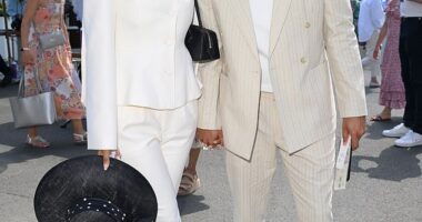 The stars were all out in London's heatwave on Monday to attend the first day of sun-soaked Wimbledon (Rochelle and Marvin Humes pictured)