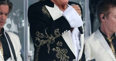 Rod Stewart makes his own political statement at Glasto after backing Reform as he is joined by rock legends - amid fury at Bob Vylan's 'appalling' anti-Israel chant  