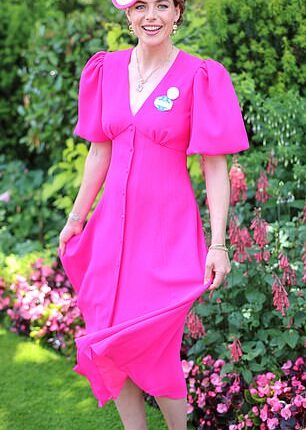 Hot pink! Racegoers such as TV presenter Rosie Turner (pictured) look stylish in fuchsia dresses