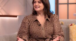 Ruth Jones has revealed the devastating impact menopause had on her life as she battled mood swings that had left her becoming a 'different person' (Pictured last month)