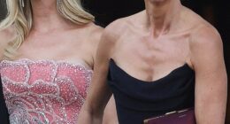 Sarah Murdoch turned more than a few heads on Friday as she celebrated the nuptials of Jeff Bezos and Lauren Sanchez in Italy with her husband Lachlan. Sarah is pictured with Ivanka Trump