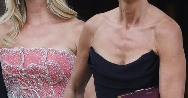 Sarah Murdoch turned more than a few heads on Friday as she celebrated the nuptials of Jeff Bezos and Lauren Sanchez in Italy with her husband Lachlan. Sarah is pictured with Ivanka Trump