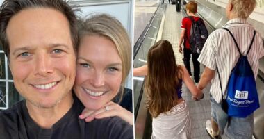 Scott Wolf takes his children on vacation following estranged wife Kelley's hospitalization