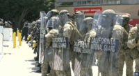 national guard troops in LA with shields