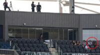 JD Vance, pictured bottom right with his wife Usha, is protected by snipers in Cincinnati