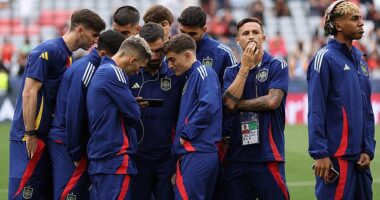 A group of Spanish players were seen huddled around a phone watching the French Open
