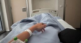 She posted a photo of her watching Spain's 3-1 victory from a hospital bed with a cannula in