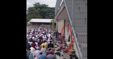 Statue of Christ Covered for Muslims to Perform Mass Outdoor Prayer.