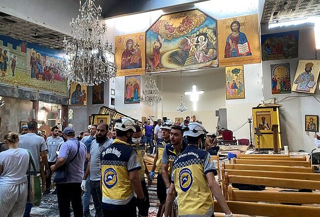 The bomber opened fire as people were praying inside Mar Elias Church, in the Dweila neighbourhood of Damascus, before detonating his vest